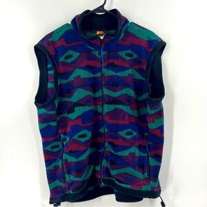REI Vintage Aztec Sherpa Full Zip Southwestern Utility Vest